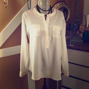 Old navy Cream button up Sheer Blouse